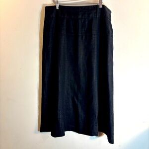 FOR CYNTHIA Sz L 100% Linen Unlined A-Line Belt Loops Midi Skirt Zipper Closure